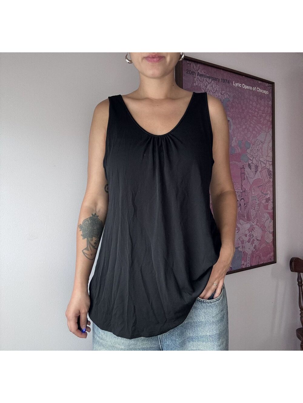 Eileen Fisher Black Sleeveless Tank Top Size M